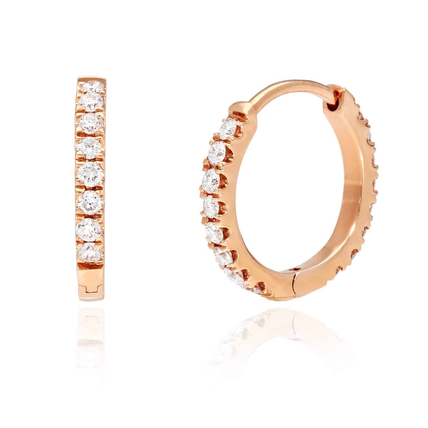 18K Yellow White Gold 0.15CT. TW Lab-Grown Diamond Huggie Hoop Earrings 0.5"
