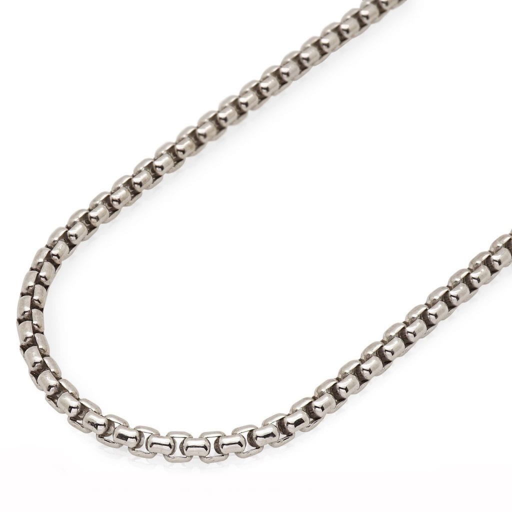 925 Sterling Silver Rhodium Plated 4mm Solid Round Box Chain Necklace 18"-26"