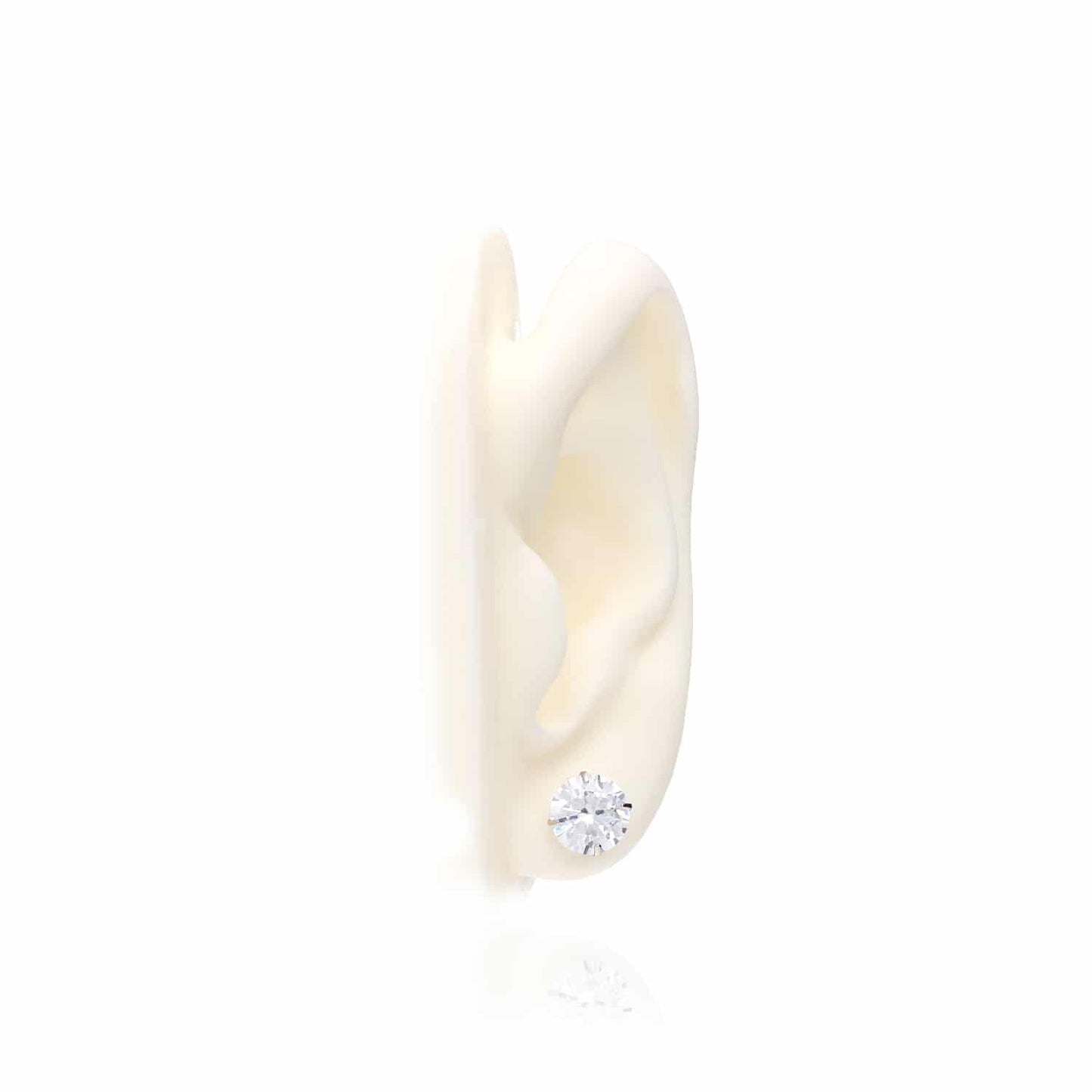 4CTW CZ 14K White Gold Round-Cut Pushback Stud Earrings 8mm