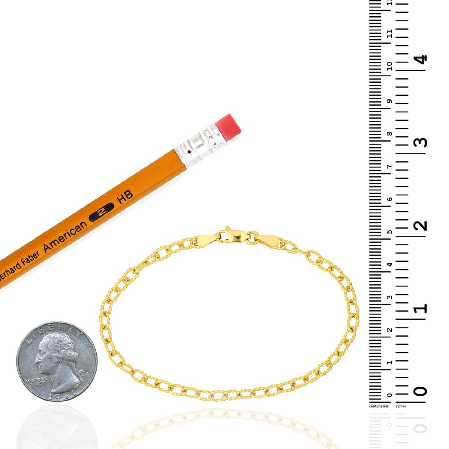 14K Gold Yellow 3.8mm Twisted Cable Bracelet 7.5"