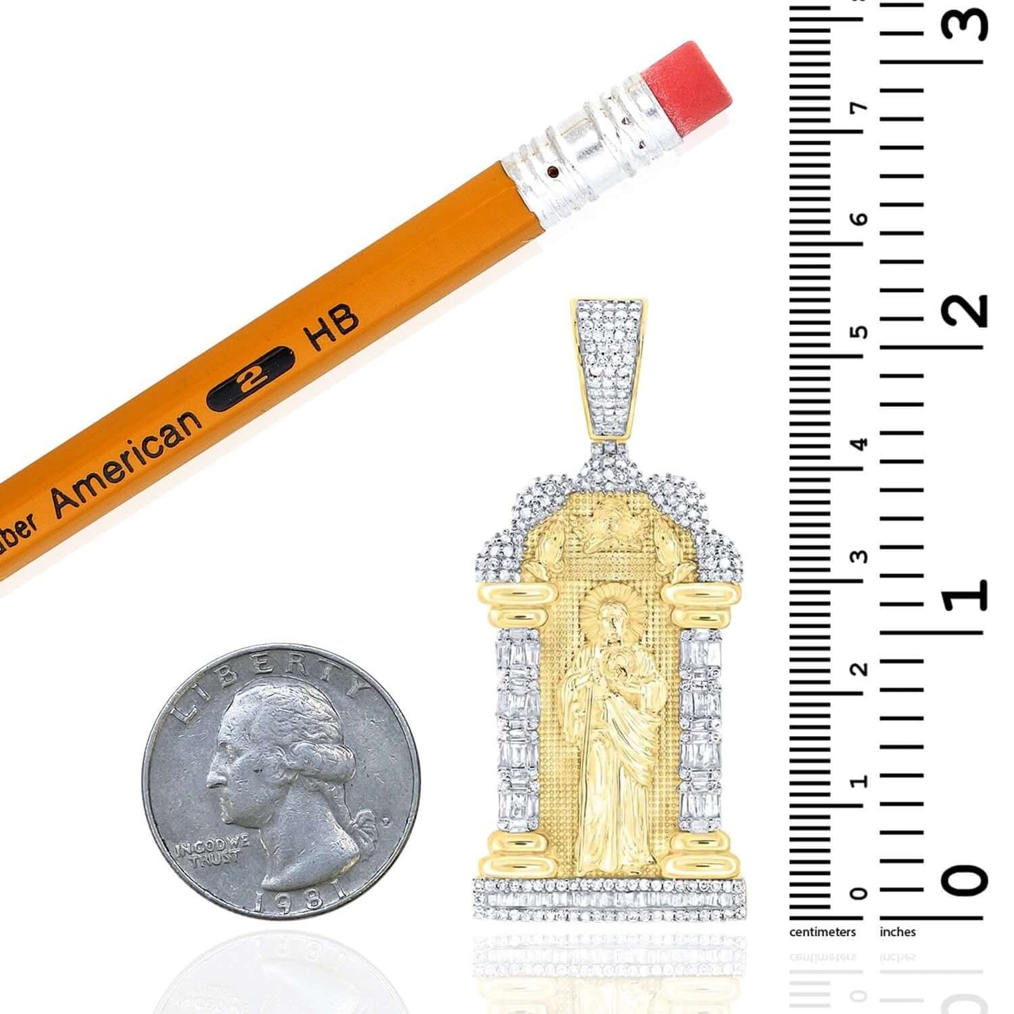 1.33CTW Real Diamond 10K Yellow Gold St. Jude Thaddeus Pendant
