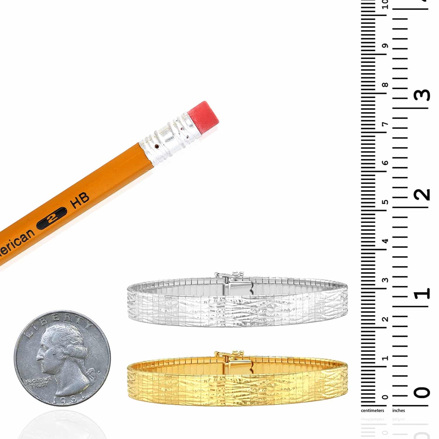 Solid 14K Real Gold Yellow White 8mm Glacier Omega Bracelet 7"