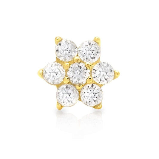 14K Gold CZ Flower Nose Bone Stud