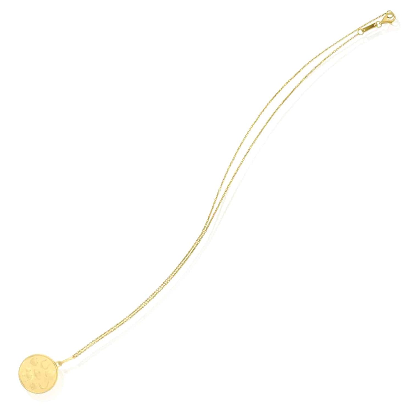 14K Real Gold 18" Cable Chain Necklace with Satin Finish Lucky Charm Pendant