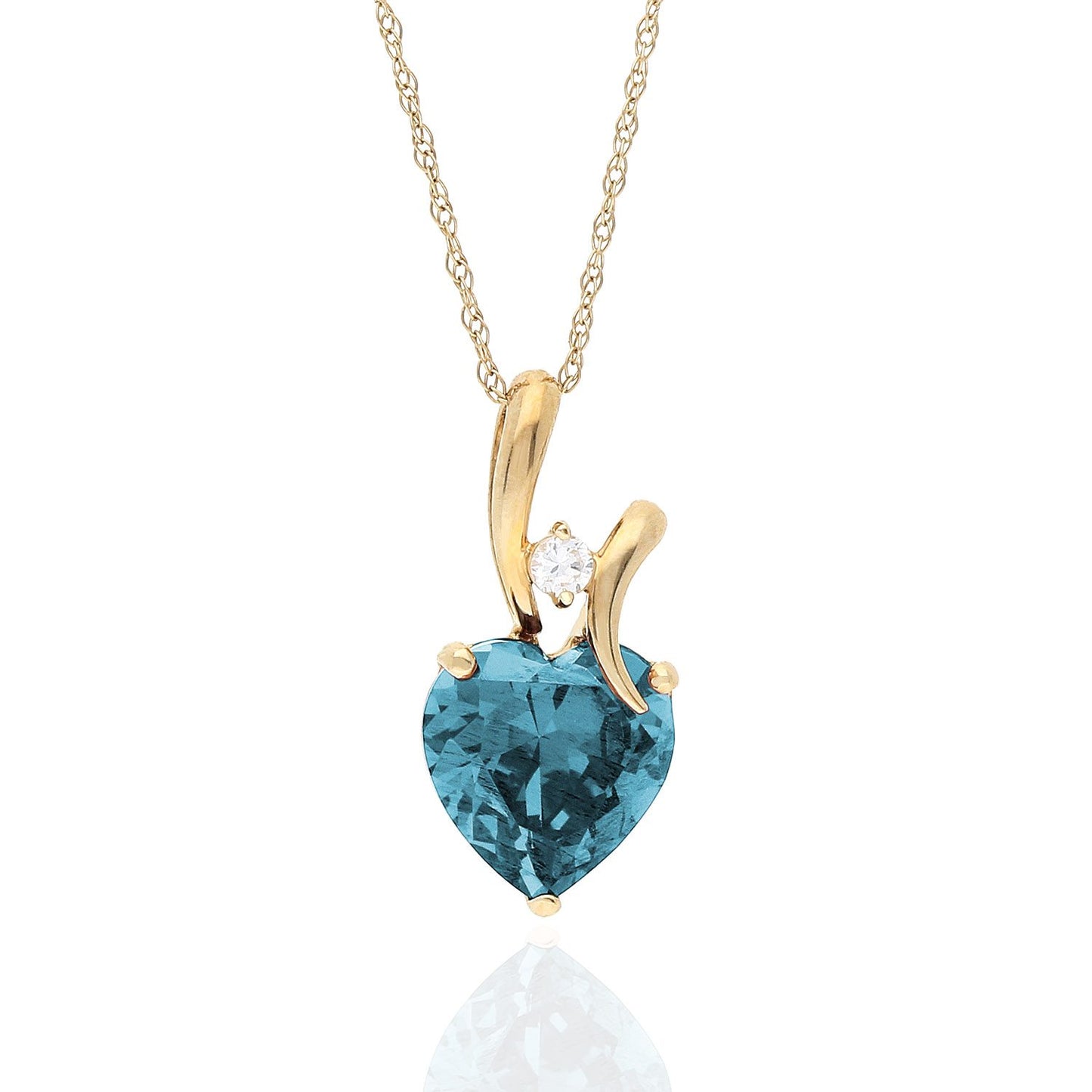 14K Yellow Gold Cubic Zirconia Heart Shape Birthstone Pendant 0.53"