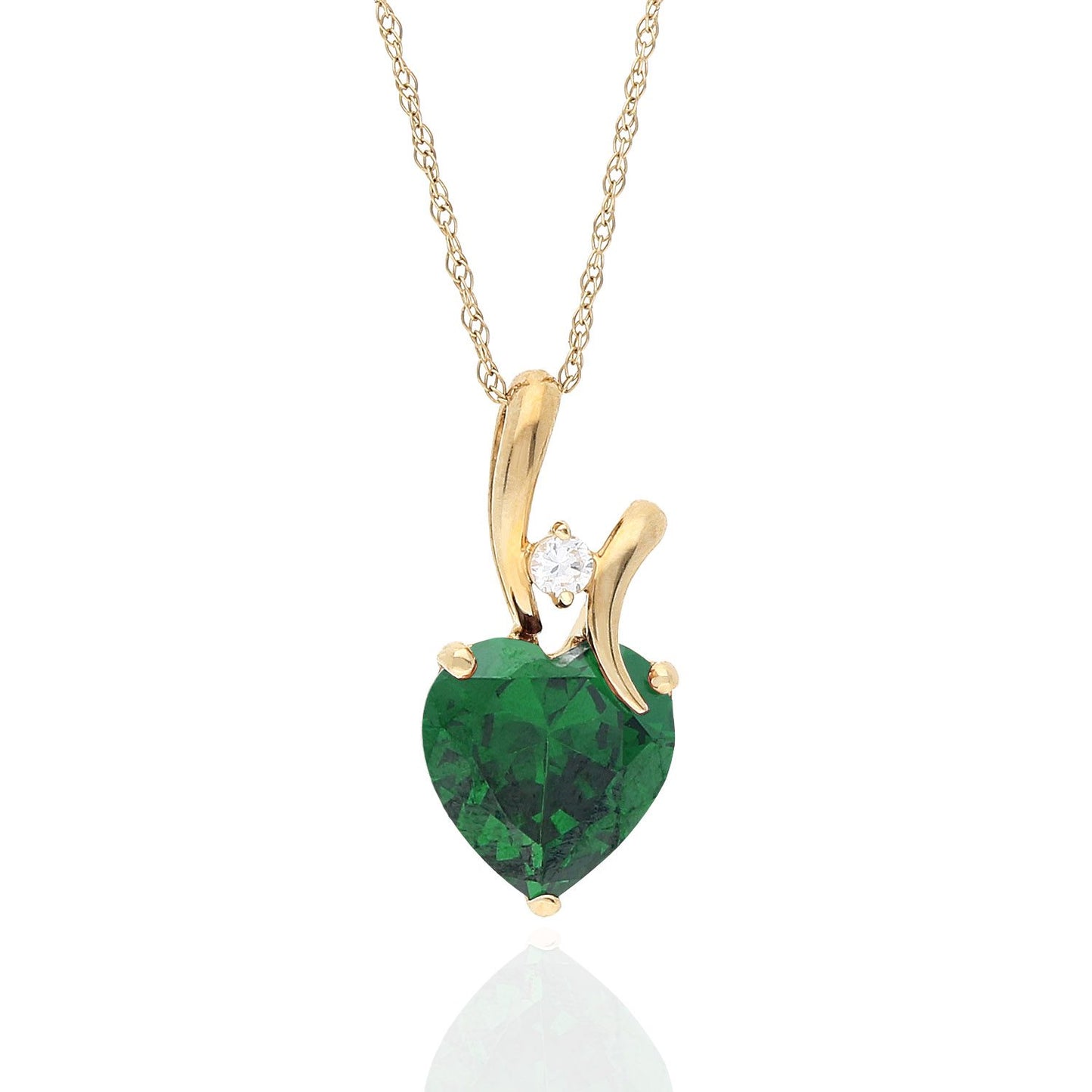 14K Yellow Gold Cubic Zirconia Heart Shape Birthstone Pendant 0.53"