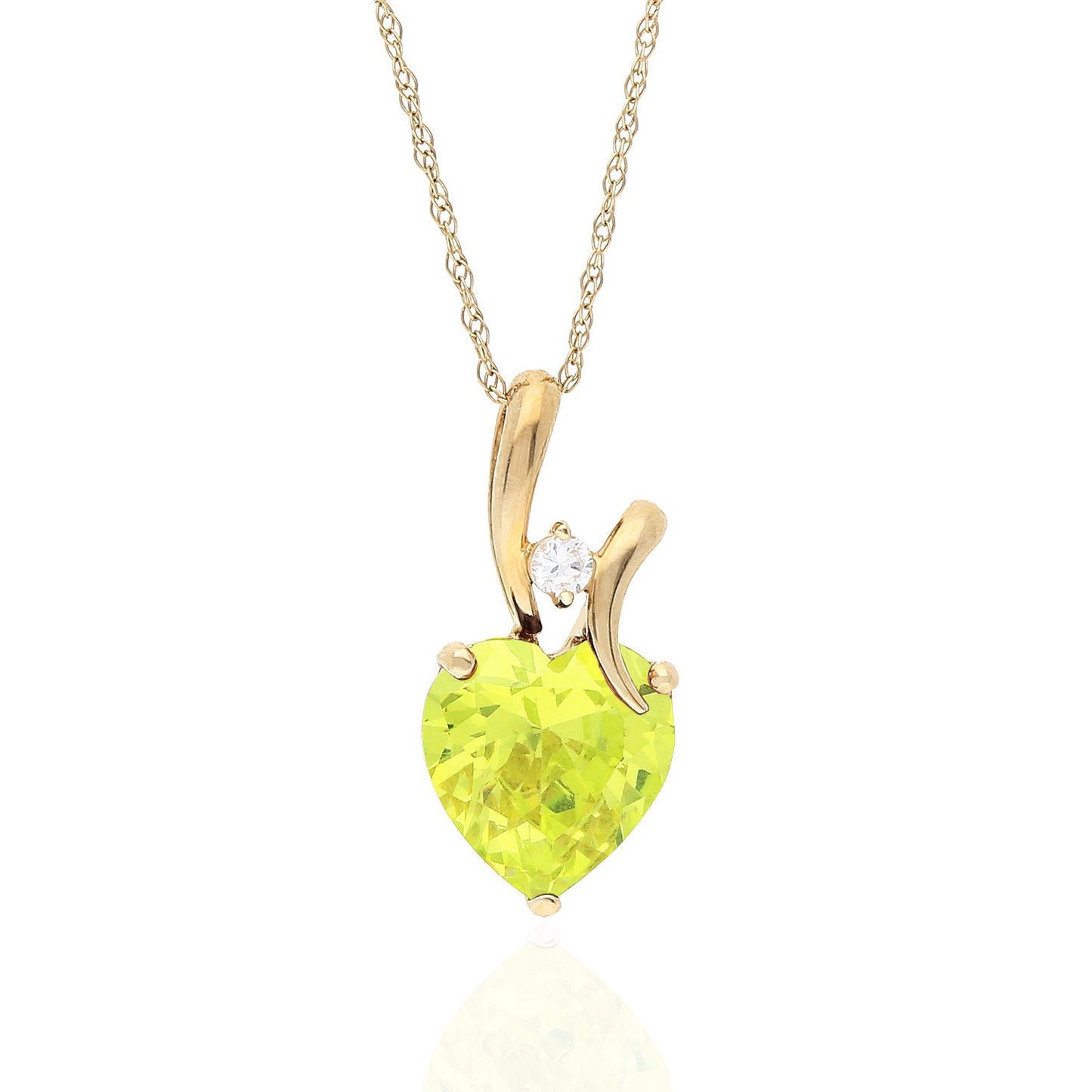 14K Yellow Gold Cubic Zirconia Heart Shape Birthstone Pendant 0.53"