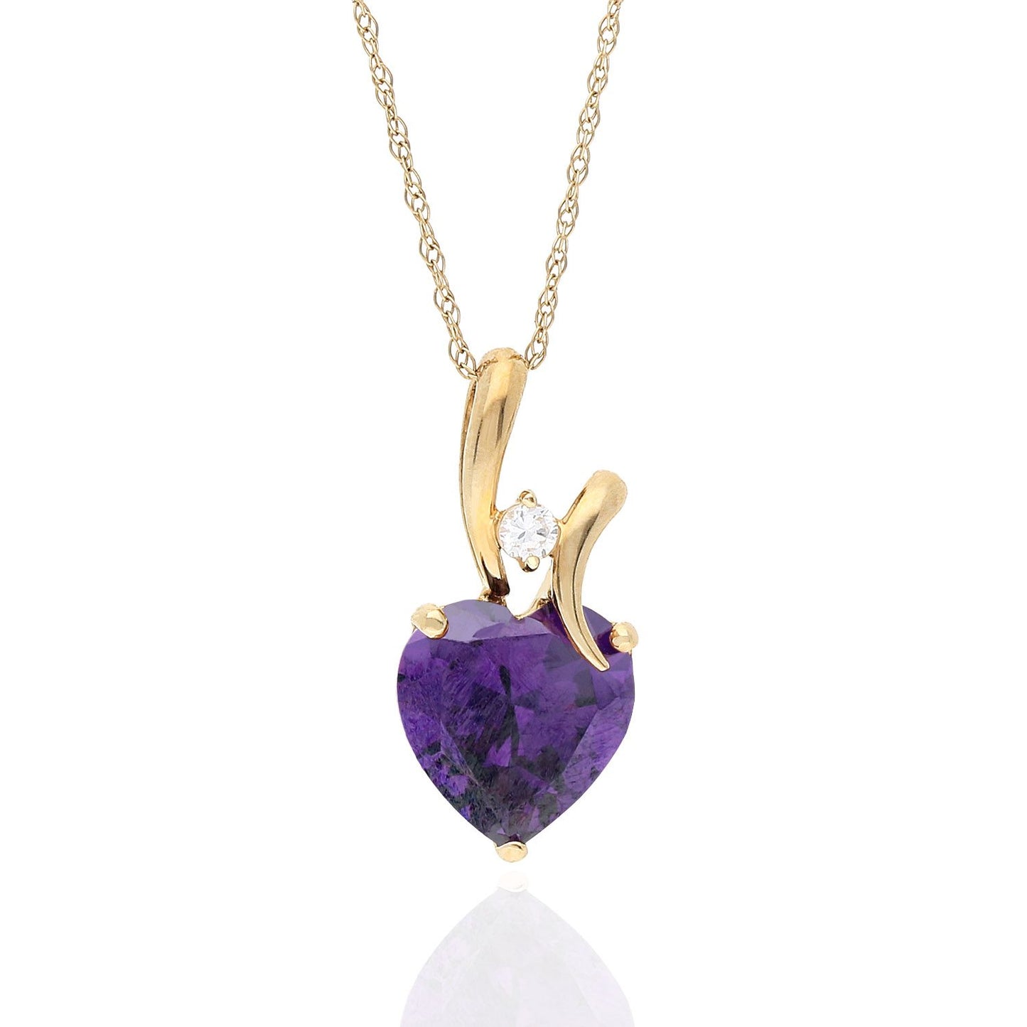 14K Yellow Gold Cubic Zirconia Heart Shape Birthstone Pendant 0.53"