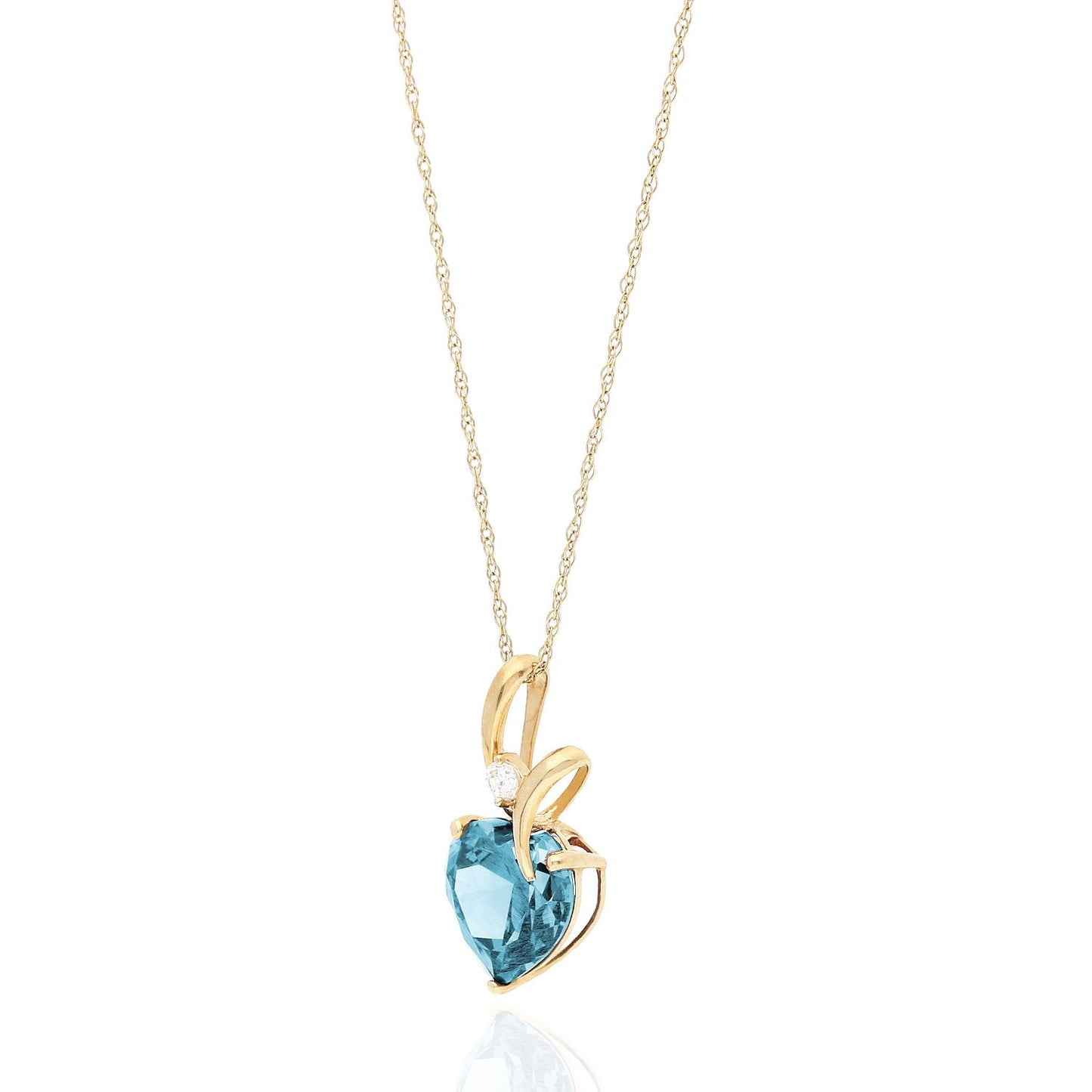 14K Yellow Gold Cubic Zirconia Heart Shape Birthstone Pendant 0.53"