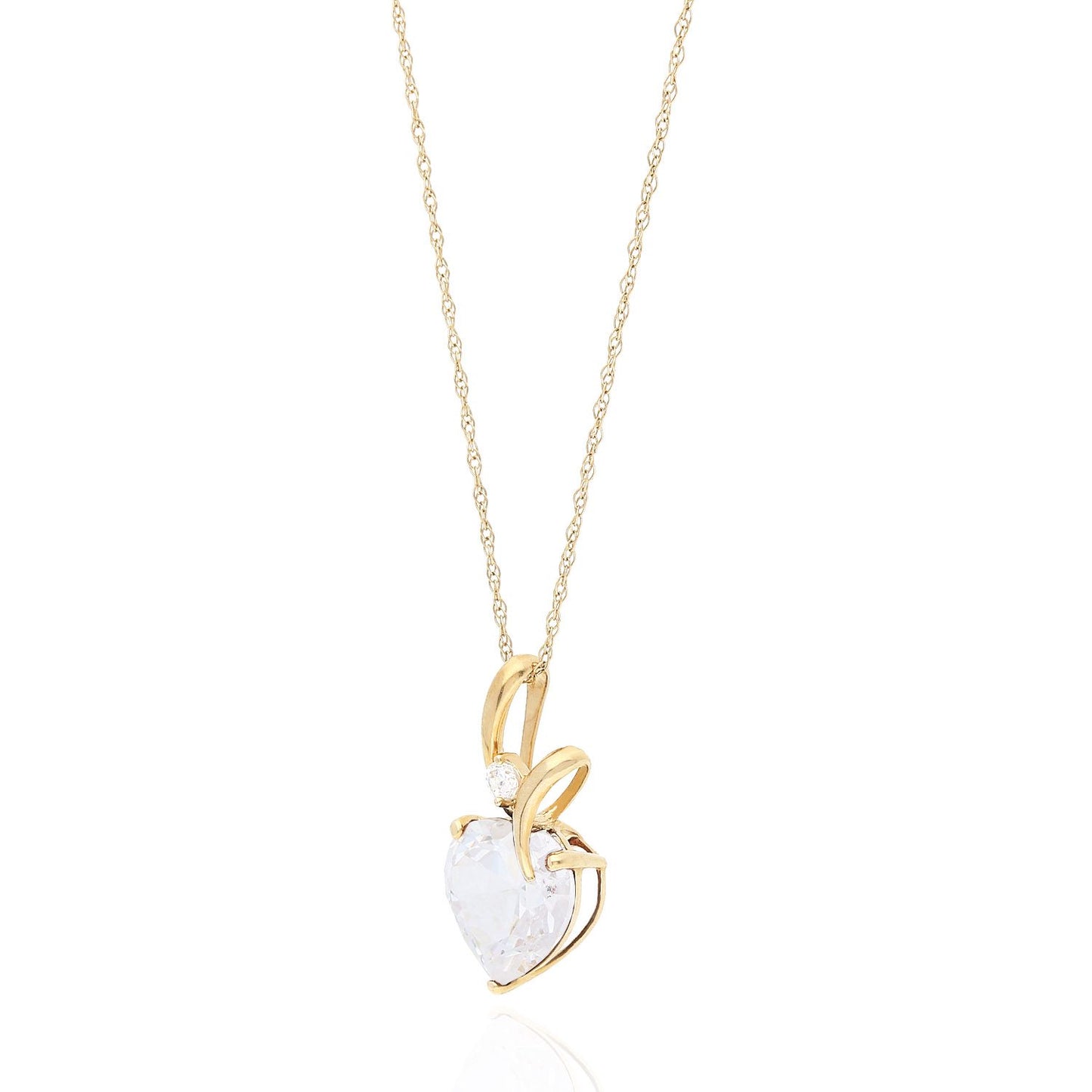 14K Yellow Gold Cubic Zirconia Heart Shape Birthstone Pendant 0.53"