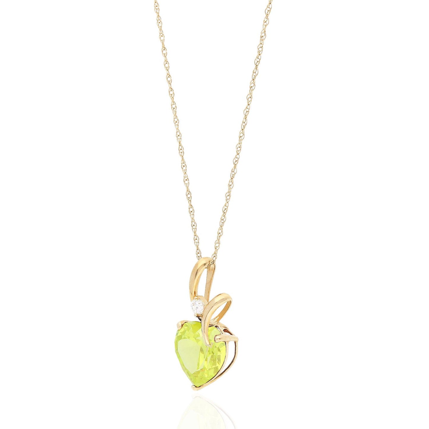 14K Yellow Gold Cubic Zirconia Heart Shape Birthstone Pendant 0.53"