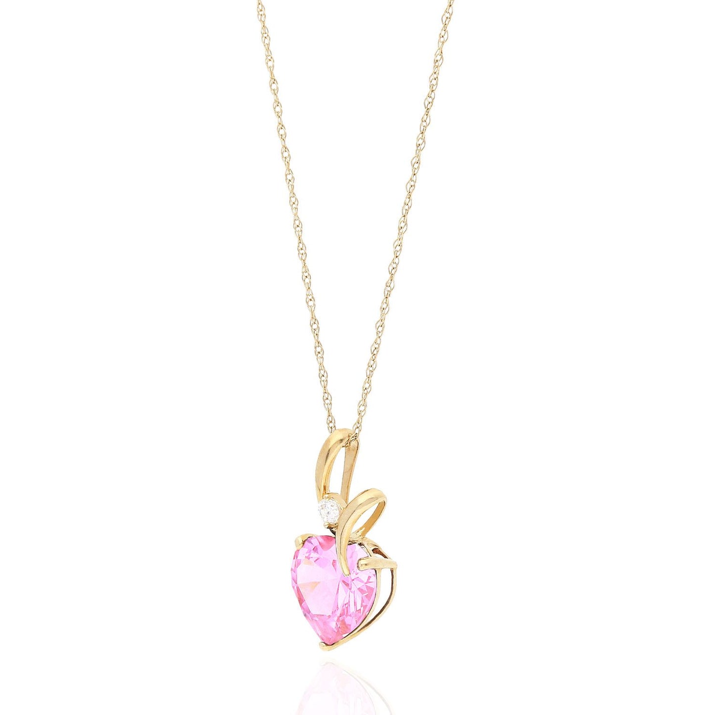 14K Yellow Gold Cubic Zirconia Heart Shape Birthstone Pendant 0.53"