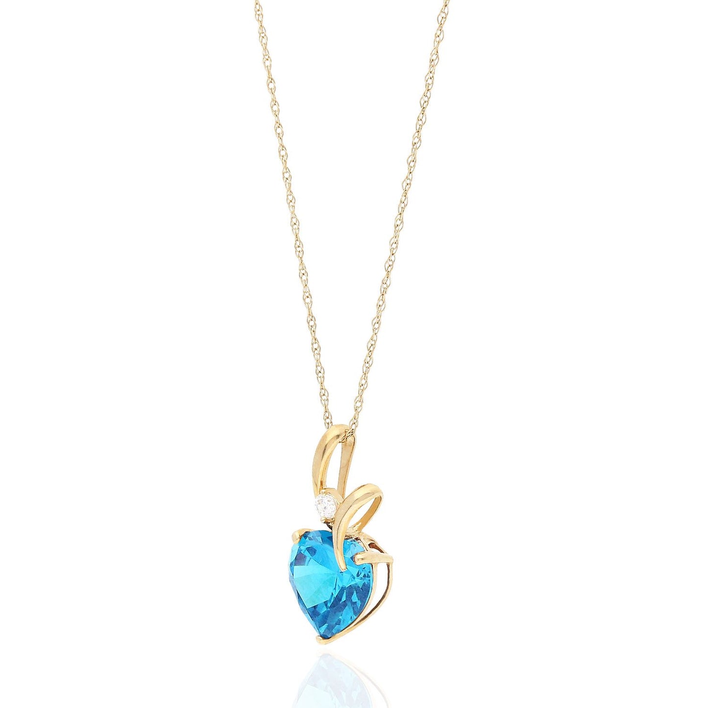 14K Yellow Gold Cubic Zirconia Heart Shape Birthstone Pendant 0.53"