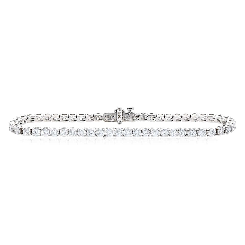 5.4Ct Round Brilliant-Cut Diamond 14k Gold White 3.2mm Womens Tennis Bracelet 7"