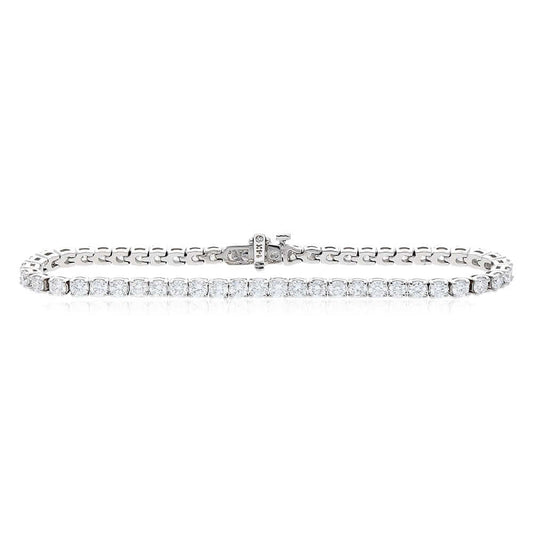 14K White Gold 3.2mm 5.4CT Round Brilliant-Cut Diamond Tennis Bracelet 7"