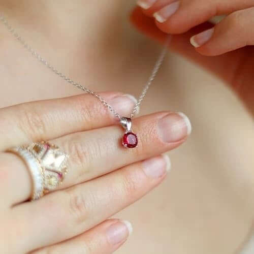 Sterling Silver Round-Cut Solitaire Birthstone Pendant Chain Necklace 16-18" Adj