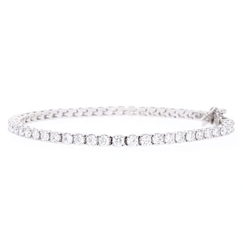 5.4Ct Round Brilliant Cut Diamond 14k Gold White 3.2mm Womens Tennis Bracelet 7"
