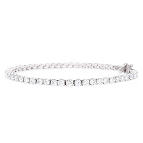5.4Ct Round Brilliant-Cut Diamond 14k Gold White 3.2mm Womens Tennis Bracelet 7"