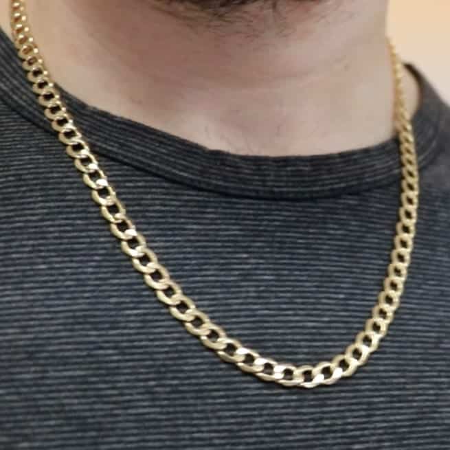 14k Yellow Gold 7.6mm Cuban Curb Chain (Hollow) 22"-30"