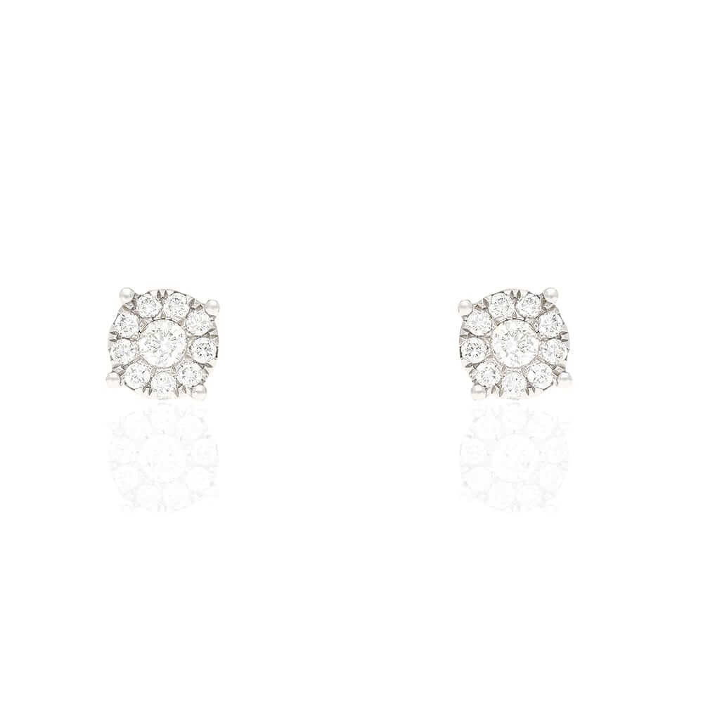 0.45Ct Natural Diamond 14k White Gold Stud Round Earrings Screwback 6mm