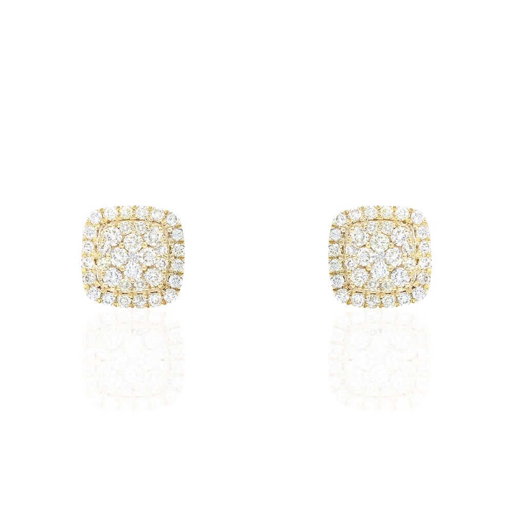0.98Ct Natural Diamond 14k Yellow Gold Screw Back Stud Earrings