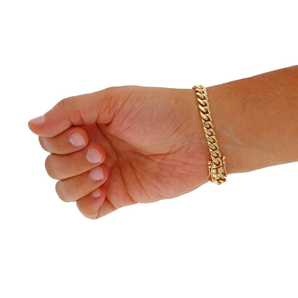 Solid 14K Yellow Gold 8mm Miami Cuban Men’s Bracelet 8.5" HEAVY