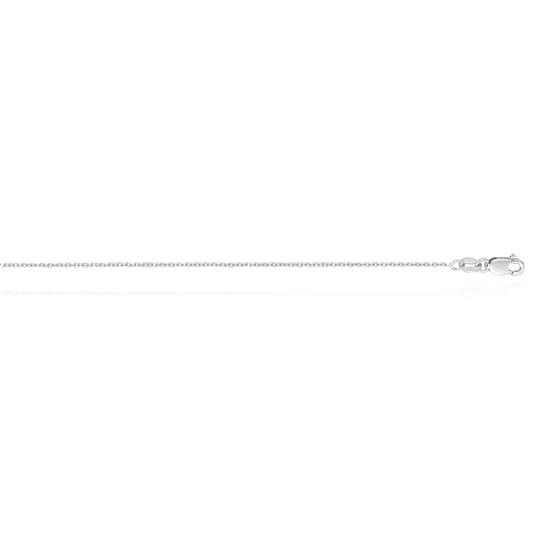 14K White Gold 1mm Diamond-Cut Cable Necklace (Solid Links) 16"-24"
