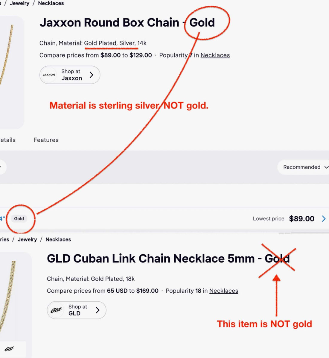 Exposing the Truth: How Some Brands Mislead Buyers with Fake Gold Listings