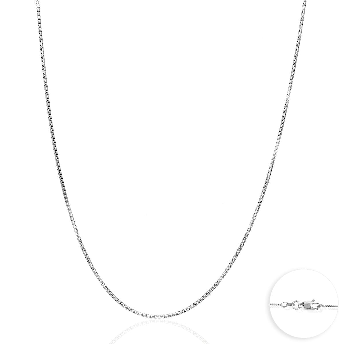 925 Sterling Silver Rhodium Italian Solid Round Box  Chain 0.85-3.7mm 16-30"