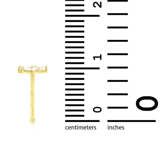 14K Gold Birthstone Flower Nose Bone Stud Ring 20G