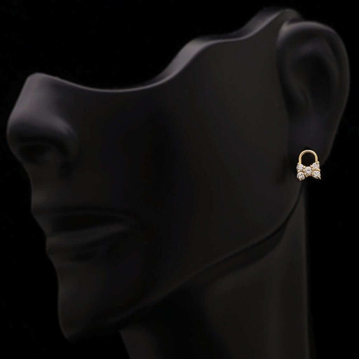 14K Yellow Gold 0.40Ct Brilliant CZ Bowtie Lock Stud Earrings