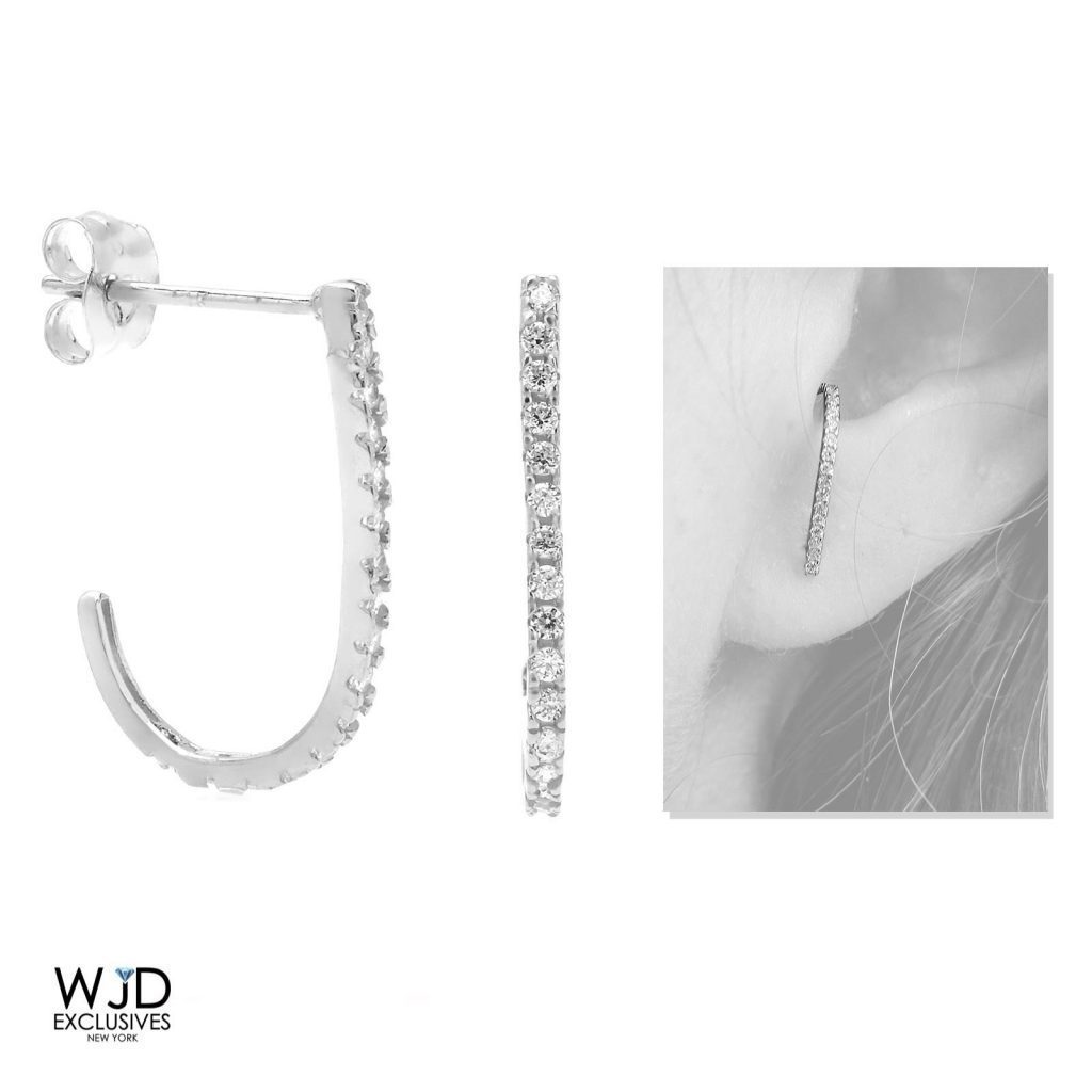 14K Yellow Gold 0.40Ct CZ Suspender J Hook Earrings