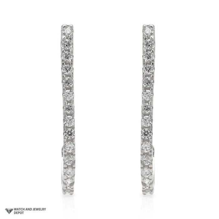 0.40Ct CZ 14K White Gold Rounded Suspender J Hook Earrings