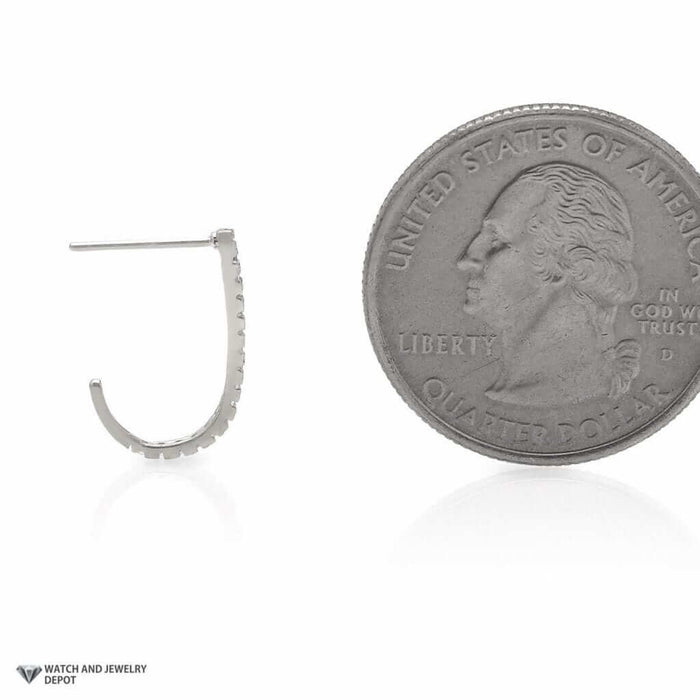 0.40Ct CZ 14K White Gold Rounded Suspender J Hook Earrings