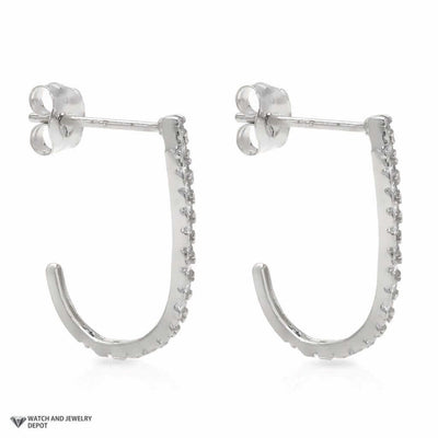 0.40Ct CZ 14K White Gold Rounded Suspender J Hook Earrings