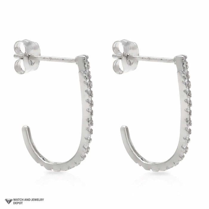 0.40Ct CZ 14K White Gold Rounded Suspender J Hook Earrings
