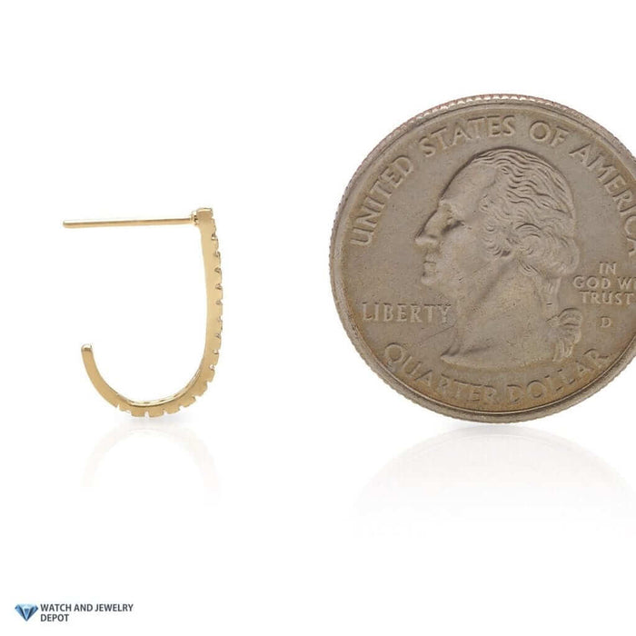 14K Yellow Gold 0.40Ct CZ Suspender J Hook Push Back Earrings