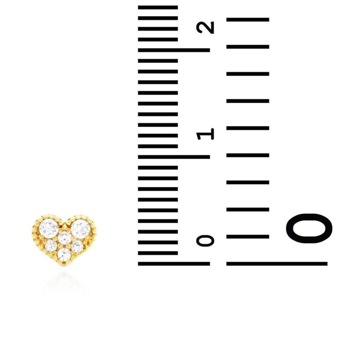 Kids0.40Ct CZ 5mm 14K Yellow White Gold Heart Stud Earrings