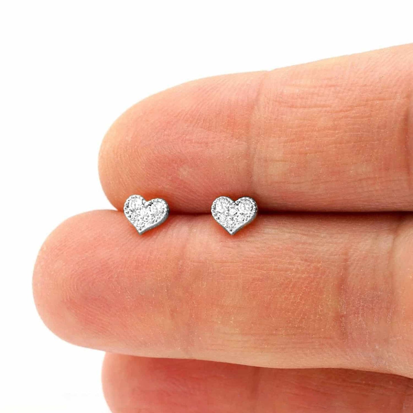 Kid's 0.40Ct CZ 5mm 14K Yellow White Gold Heart Stud Earrings