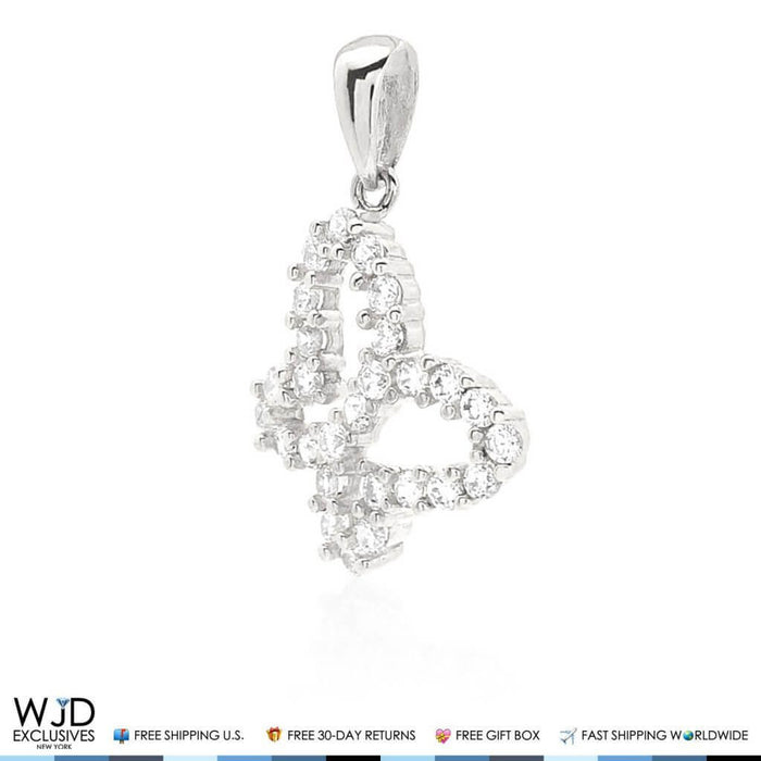 14k Yellow Gold & 14k White Gold CZ Butterfly Pendant