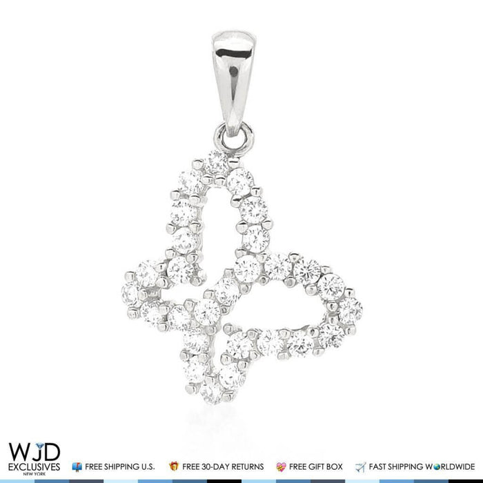 14k Yellow Gold & 14k White Gold CZ Butterfly Pendant
