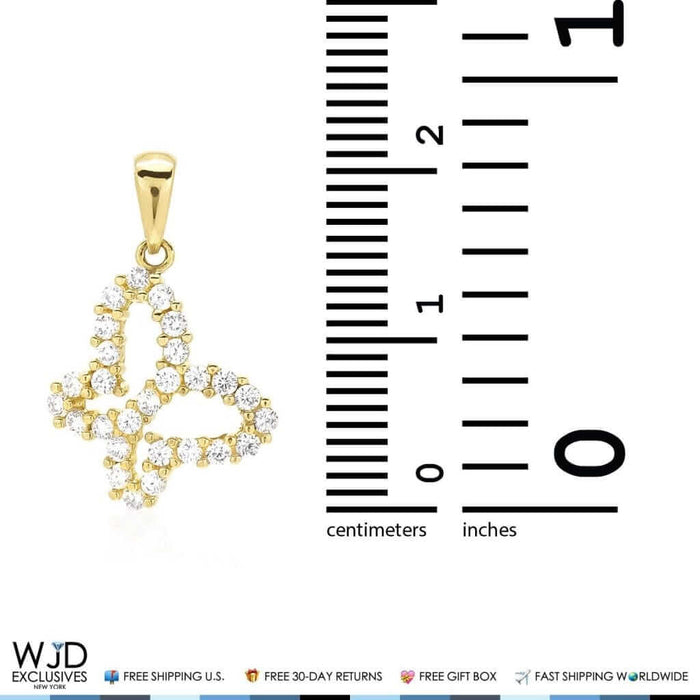 14k Yellow Gold & 14k White Gold CZ Butterfly Pendant