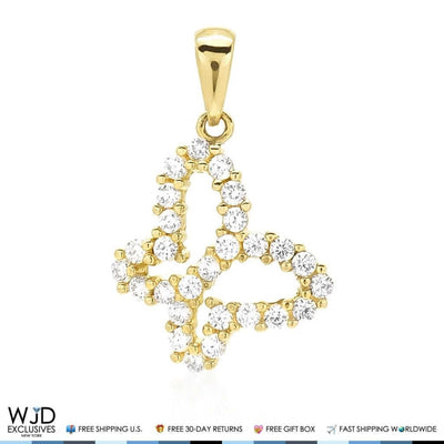 14k Yellow Gold & 14k White Gold CZ Butterfly Pendant
