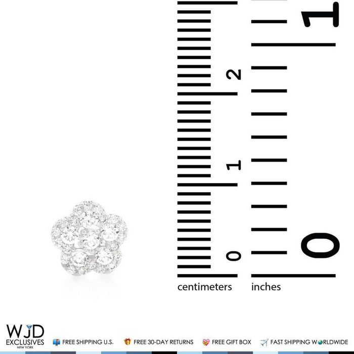 0.50Ct CZ 14K White Gold Flower Cluster Stud Earrings 8mm