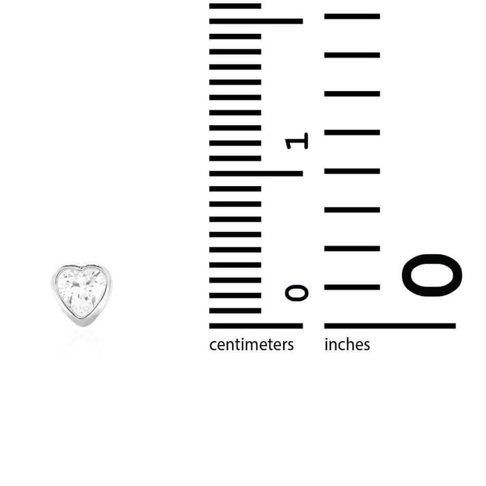 0.50CTW CZ 14K White Gold Heart 4mm Bezel Stud Earrings