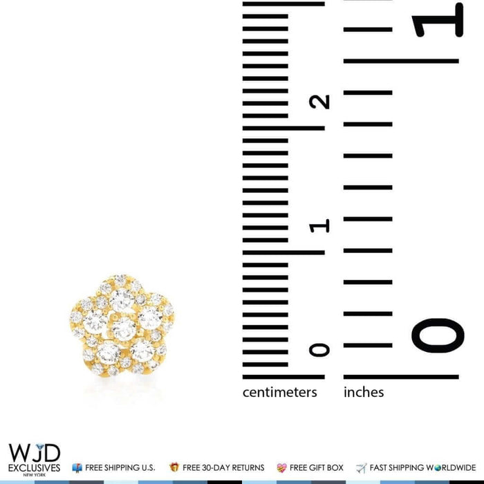 14K Gold 0.50Ct CZ & Birthstones Flower Cluster Stud Earrings 8mm