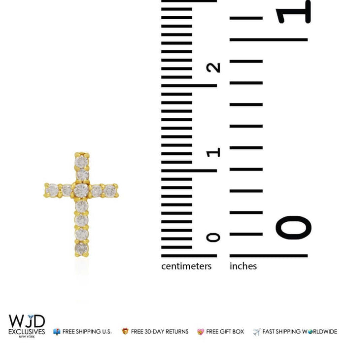 14K Yellow Gold 0.50Ct CZ Cross Stud Bush Back Earrings