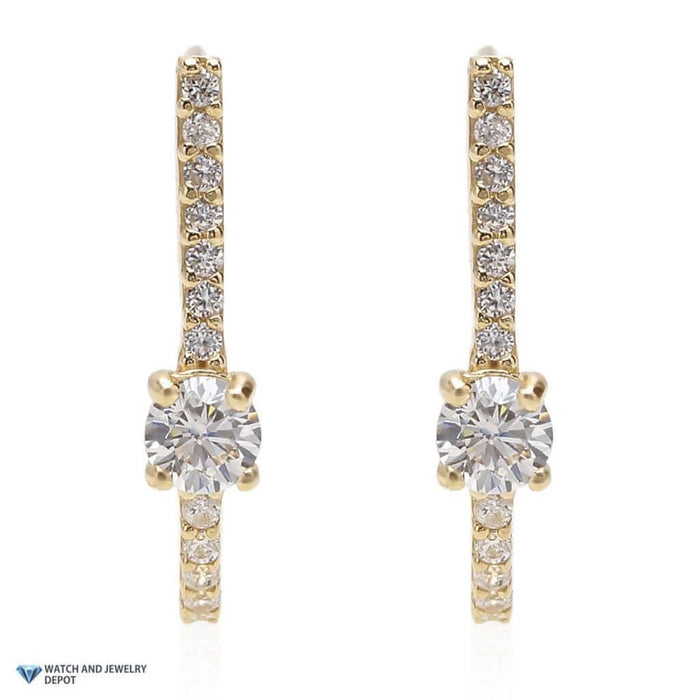 0.5Ct CZ 14K Yellow Gold J Hook Suspender Earrings