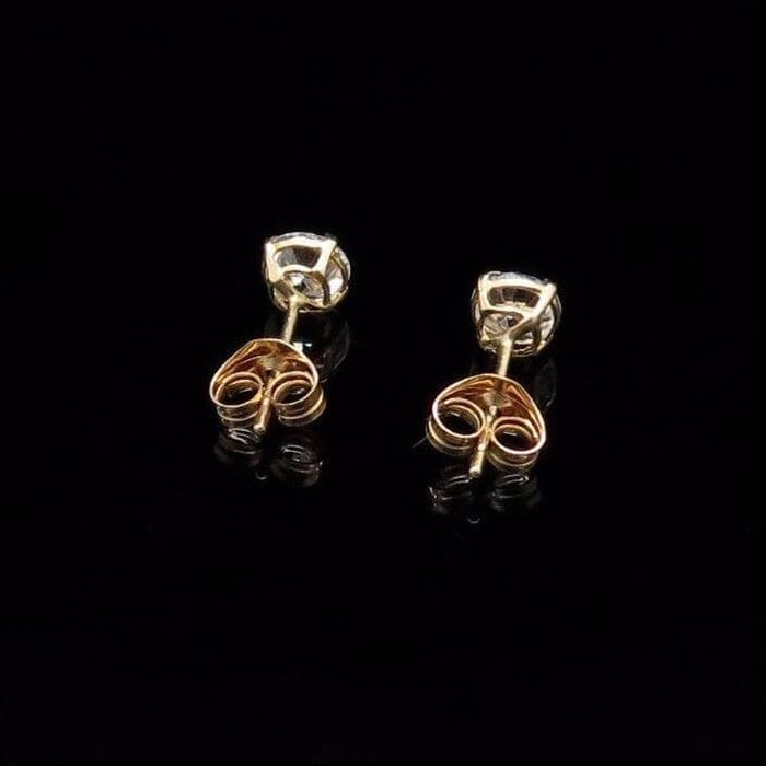 0.50CTW CZ 14K Yellow Gold Brilliant Push Back Stud Earrings 4mm