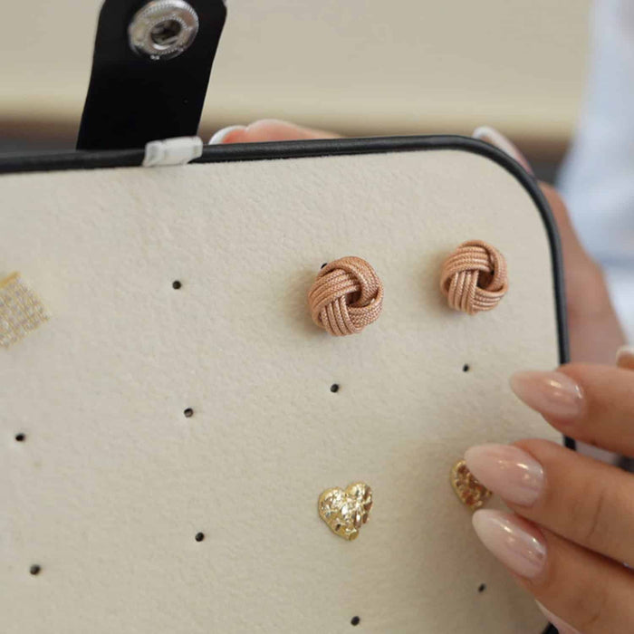 Compact PU Leather Double Layer Jewelry Organizer Box Portable Black Travel Case - WJD Exclusives